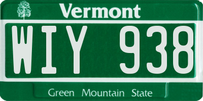 VT license plate WIY938