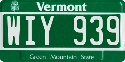 VT license plate WIY939