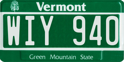 VT license plate WIY940