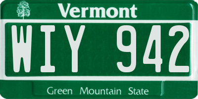 VT license plate WIY942