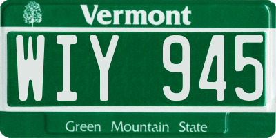 VT license plate WIY945