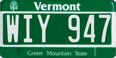 VT license plate WIY947