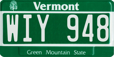 VT license plate WIY948