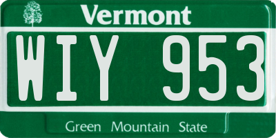 VT license plate WIY953