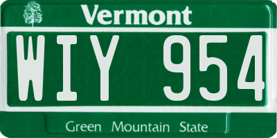 VT license plate WIY954