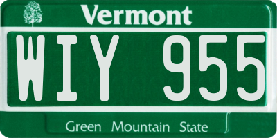 VT license plate WIY955