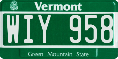 VT license plate WIY958