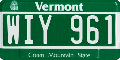 VT license plate WIY961