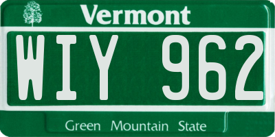 VT license plate WIY962