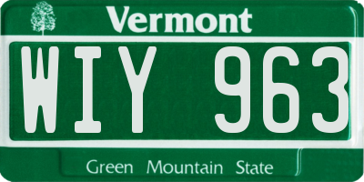 VT license plate WIY963
