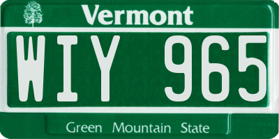 VT license plate WIY965