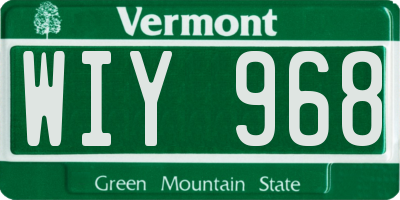 VT license plate WIY968
