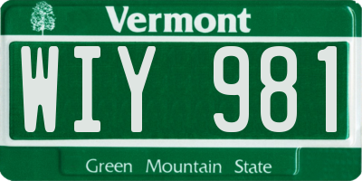 VT license plate WIY981