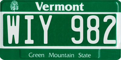 VT license plate WIY982