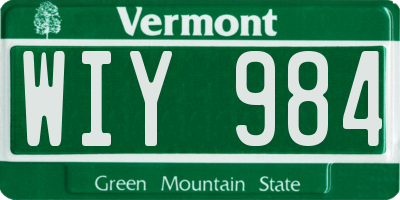 VT license plate WIY984