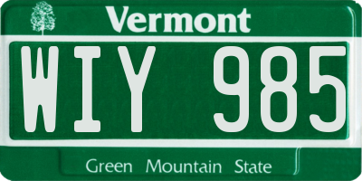 VT license plate WIY985