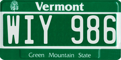 VT license plate WIY986
