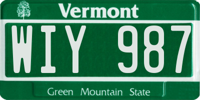 VT license plate WIY987