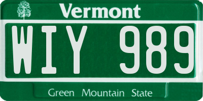 VT license plate WIY989