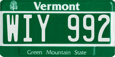 VT license plate WIY992