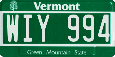 VT license plate WIY994