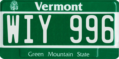 VT license plate WIY996