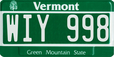 VT license plate WIY998