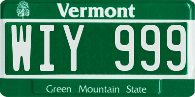 VT license plate WIY999