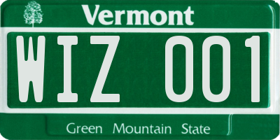 VT license plate WIZ001