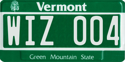 VT license plate WIZ004