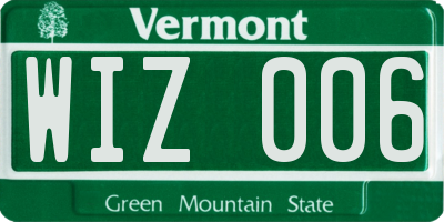 VT license plate WIZ006