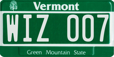 VT license plate WIZ007