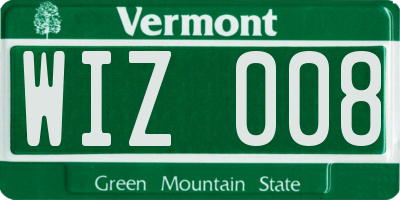 VT license plate WIZ008