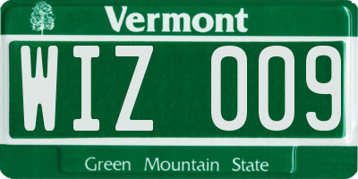 VT license plate WIZ009