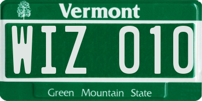 VT license plate WIZ010