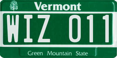 VT license plate WIZ011