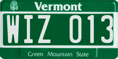VT license plate WIZ013