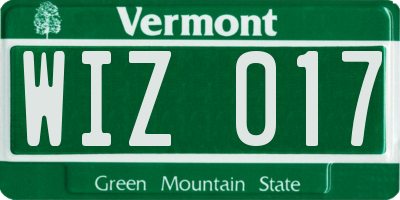 VT license plate WIZ017