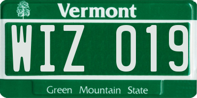 VT license plate WIZ019