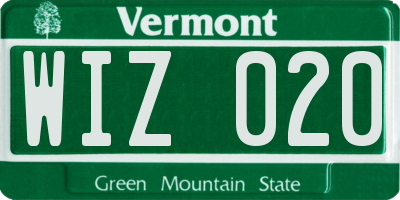 VT license plate WIZ020