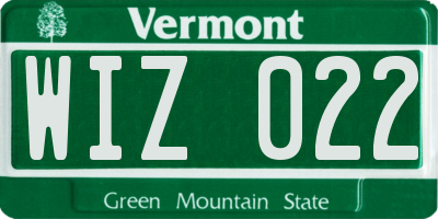 VT license plate WIZ022