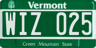VT license plate WIZ025