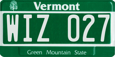 VT license plate WIZ027