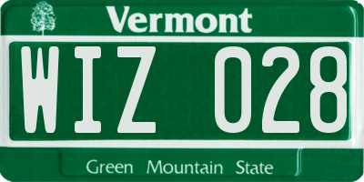 VT license plate WIZ028