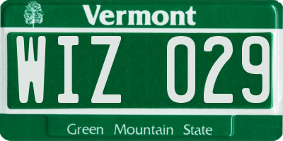 VT license plate WIZ029
