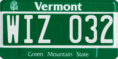 VT license plate WIZ032