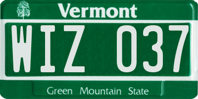 VT license plate WIZ037