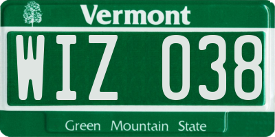 VT license plate WIZ038