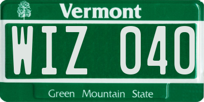 VT license plate WIZ040