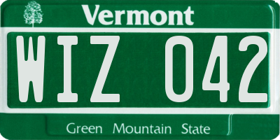 VT license plate WIZ042